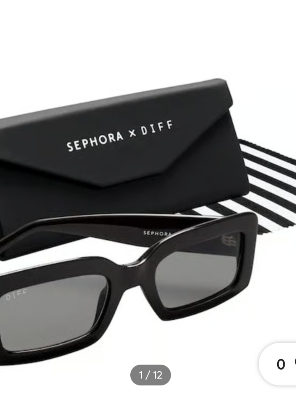 Diff Eyewear Black Rectangular Sunglasses with Case